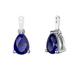 Charmisma 4ct Blue Sapphire Platinum Plated Silver Pear Earring Drops