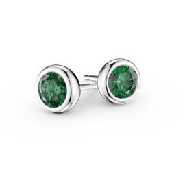 Infinity Emerald Platinum plated Silver Stud Earrings