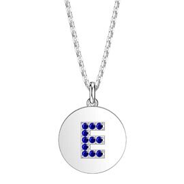 Charmisma Sapphire Pave Platinum plated Silver Alphabet Pendant E