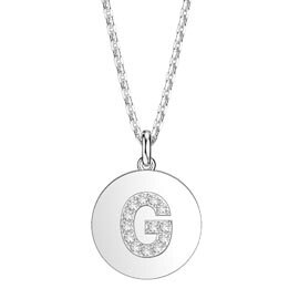 Charmisma Moissanite Pave Platinum plated Silver Alphabet Pendant G