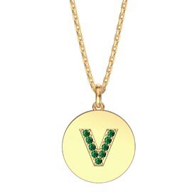 Charmisma Emerald Pave 18ct Gold Vemeil Alphabet Pendant V