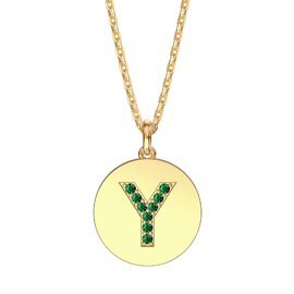 Charmisma Emerald Pave 18ct Gold Vemeil Alphabet Pendant Y