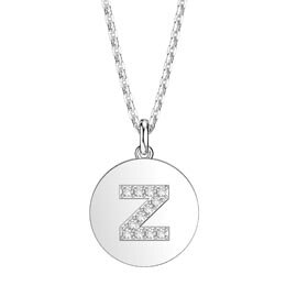 Charmisma Moissanite Pave Platinum plated Silver Alphabet Pendant Z