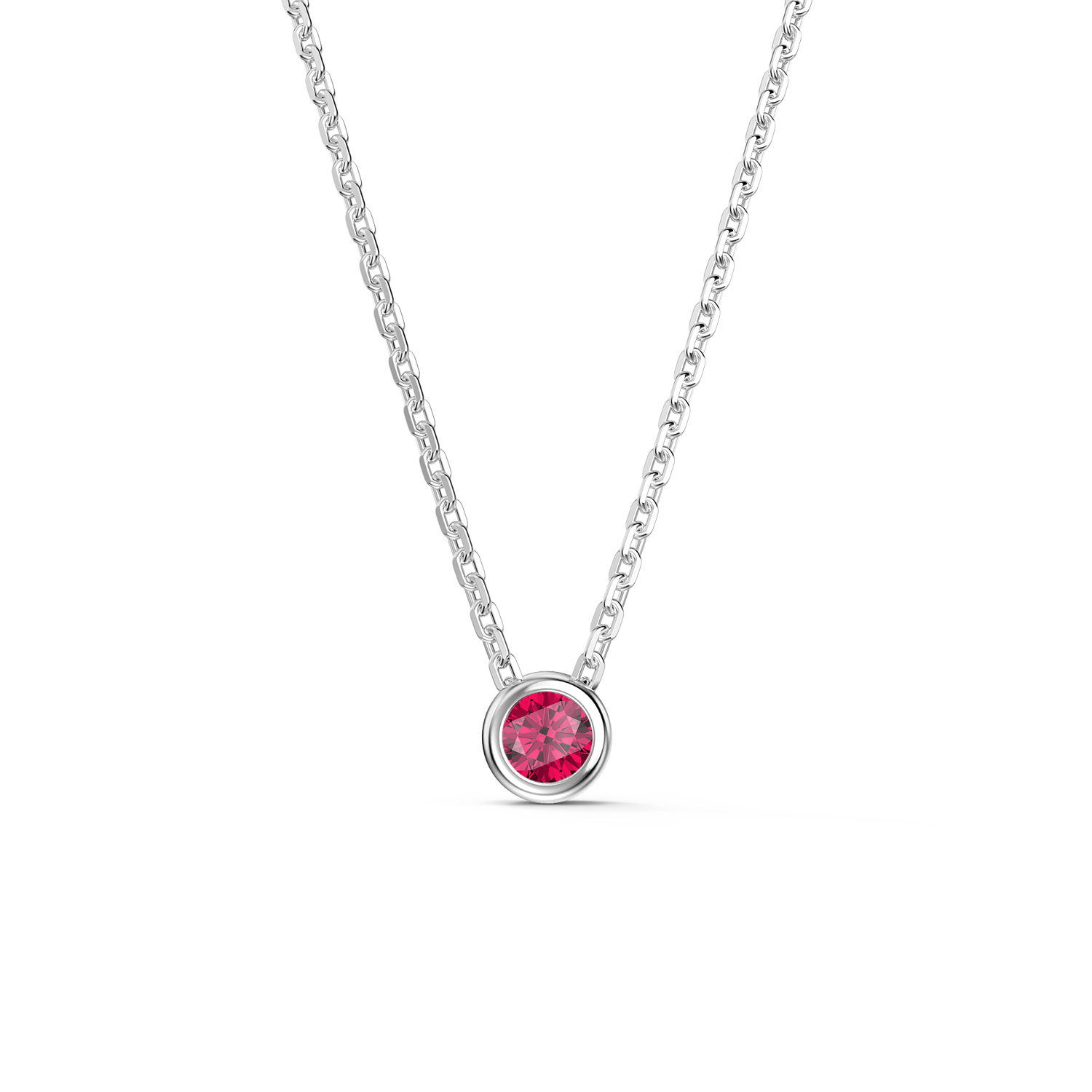 Infinity Ruby Platinum plated Silver Birthstone Adjustable Necklace