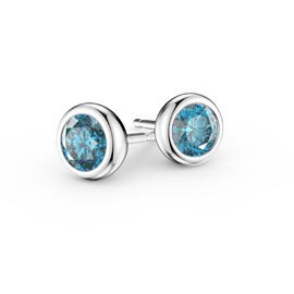 Infinity Blue Topaz Platinum plated Silver Stud Earrings