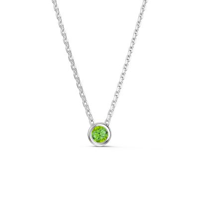 Infinity Peridot Platinum plated Silver Birthstone Adjustable Necklace