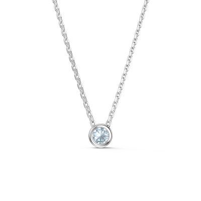 Infinity Aquamarine Platinum plated Silver Birthstone Adjustable Necklace
