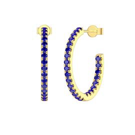 Eternity 1ct Blue Sapphire 18ct Gold Vermeil Pave Hoop Earrings