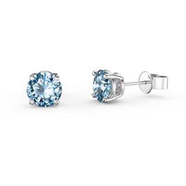 Lab-Created Blue and White Sapphire Earrings in Sterling Silver | Zales