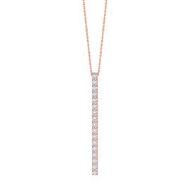 Eternity White Sapphire 18ct Rose Gold Vermeil Line Drop Pendant Necklace