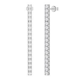 Eternity White Sapphire Platinum Plated Silver Line Drop Earrings