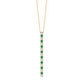 Eternity Emerald and Moissanite 18ct Gold Vermeil Line Drop Pendant Necklace