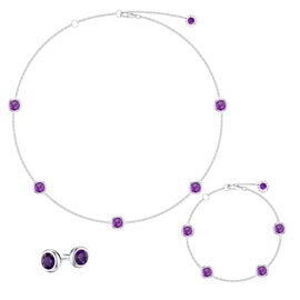 Amethyst By the Yard Platinum plated Silver Jewellery Set