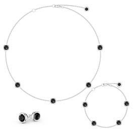 Onyx By the Yard Platinum plated Silver Jewellery Set