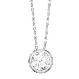 Infinity 1.0ct White Sapphire Solitaire Platinum plated Silver Bezel Pendant