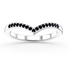 Unity Wishbone Onyx Platinum plated Silver Promise Ring
