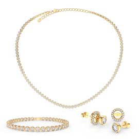 Infinity White Sapphire 18ct Gold Vermeil Jewellery Set