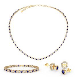 Infinity Blue and Moissanite 18ct Gold Vermeil Silver Jewellery Set