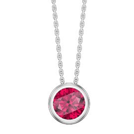 Infinity 1.0ct Ruby Solitaire Platinum plated Silver Bezel Pendant