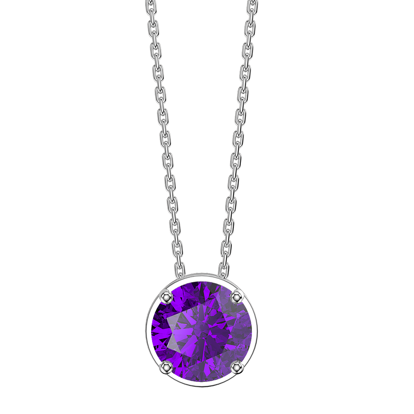 Infinity 1.0ct Amethyst Solitaire Platinum plated Silver Pendant