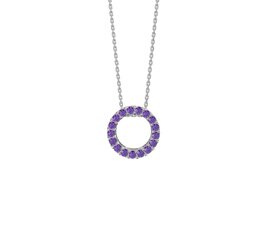 Infinity Circle Amethyst Halo Platinum plated Silver Pendant