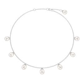 Venus Pearl Platinum plated Silver Drop Choker Necklace