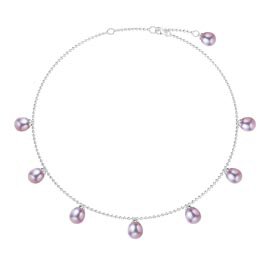 Venus Lilac Pearl Platinum plated Silver Drop Choker Necklace