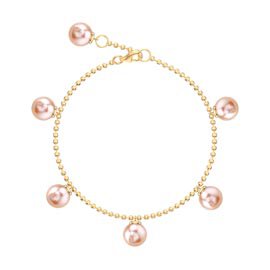 Venus Round Pink Pearl 18ct Gold Vermeil Drop Bracelet