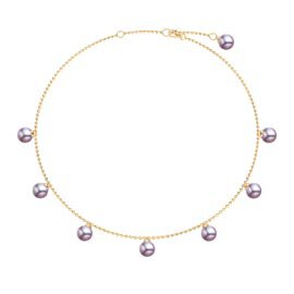 Venus Round Lilac Pearl 18ct Gold Vermeil Drop Choker Necklace