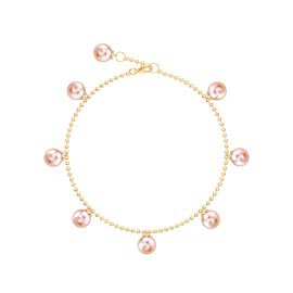 Venus Round Pink Pearl 18ct Gold Vermeil Drop Anklet