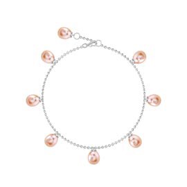 Venus Pink Pearl Platinum plated Silver Drop Anklet
