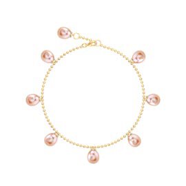 Venus Pink Pearl 18ct Gold Vermeil Drop Anklet