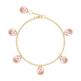 Venus Pink Pearl 18ct Gold Vermeil Drop Bracelet