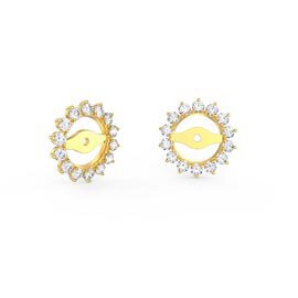 Fusion Lab Diamond 18ct Yellow Gold Earring Starburst Halo Jackets