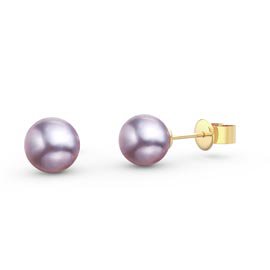 Venus Lilac Pearl 18ct Gold Vermeil Stud Earrings 5.5 to 6.0mm