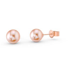 Venus Pink Pearl Platinum Rose Gold Vermeil Stud Earrings 5.5 to 6.0mm