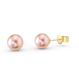 Venus Pink Pearl 18ct Gold Vermeil Stud Earrings 5.5 to 6.0mm