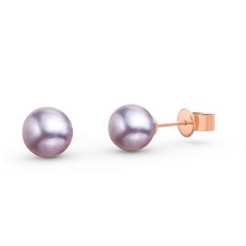 Venus Lilac Pearl 18ct Rose Gold Vermeil Stud Earrings 5.5 to 6.0mm