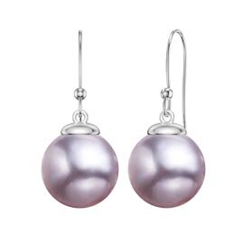 Venus Lilac Pearl Platinum Plated Silver Drop Earrings 7.5 to 8.0mm