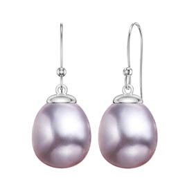 Venus Lilac Pearl Platinum Plated Silver Drop Earrings