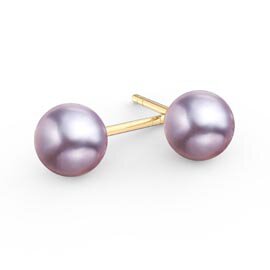 Venus Lilac Pearl 18ct Gold Vermeil Stud Earrings 7.5 to 8.0mm