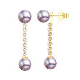 Fusion Lilac Pearl 18ct Gold Vermeil Round Stud and Round Drop Earrings Set