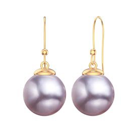 Venus Lilac Pearl 18ct Gold Vermeil Drop Earrings 7.5 to 8.0mm