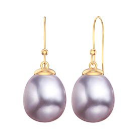 Venus Lilac Pearl 18ct Gold Vermeil Drop Earrings