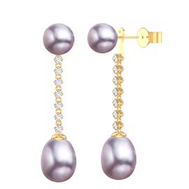 Fusion Lilac Pearl 18ct Gold Vermeil Stud and Drop Earrings Set