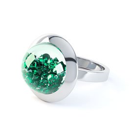 SnowDome 1ct Emerald Sapphire Dome 18ct Gold Ring