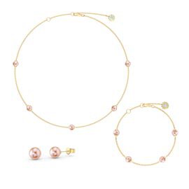Pink Pearl By the Yard 18ct Gold Vermeil Jewellery Set