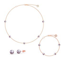 Lilac Pearl By the Yard 18ct Rose Gold Vermeil Jewellery Set