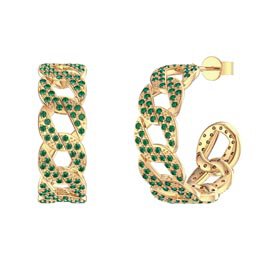 Infinity Emerald 18ct Gold Vermeil Pave Link Hoop Earrings