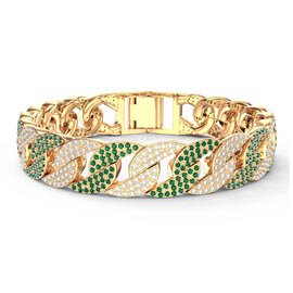 Infinity Emerald and White Sapphire 18ct Gold Vermeil Pave Link Bracelet